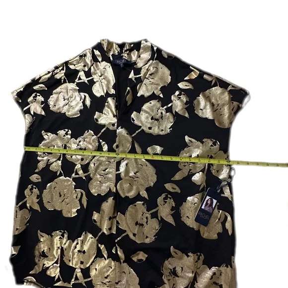 NWT Rachel Roy ladies black & gold blouse stretch polyester & spandex size 2X - Picture 6 of 9
